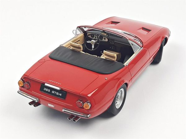 KKscale 180621 1/18 Ölçek, 1971 Ferrari 365 GTB Daytona Spyder Series 2, Kırmızı, Sergilemeye Hazır Metal Araba Modeli