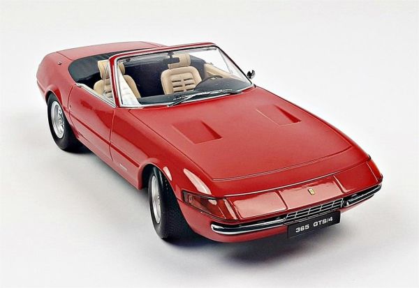 KKscale 180621 1/18 Ölçek, 1971 Ferrari 365 GTB Daytona Spyder Series 2, Kırmızı, Sergilemeye Hazır Metal Araba Modeli