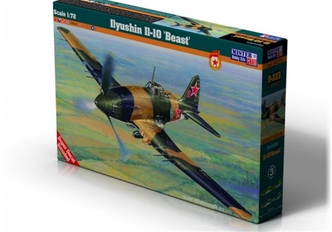 Mistercraft D223 1/72 Ölçek, Ilyushin IL-10 (Canavar) Savaş Uçağı, Plastik Model kiti