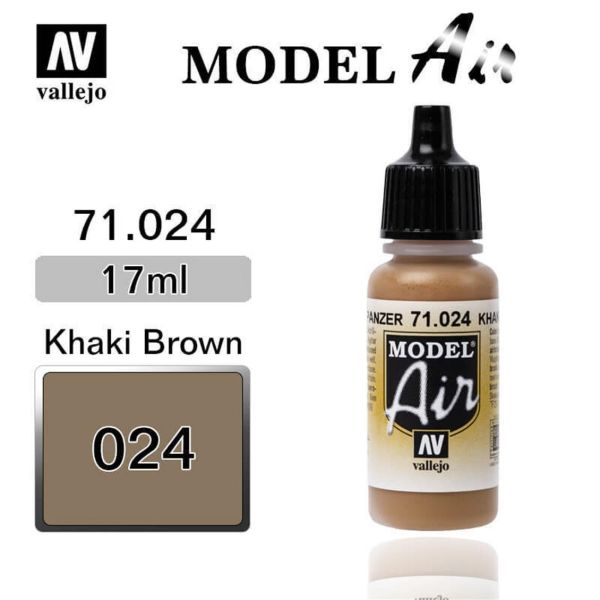 Vallejo 71024 17 ml. Khaki Brown, Model Air Serisi Model Boyası