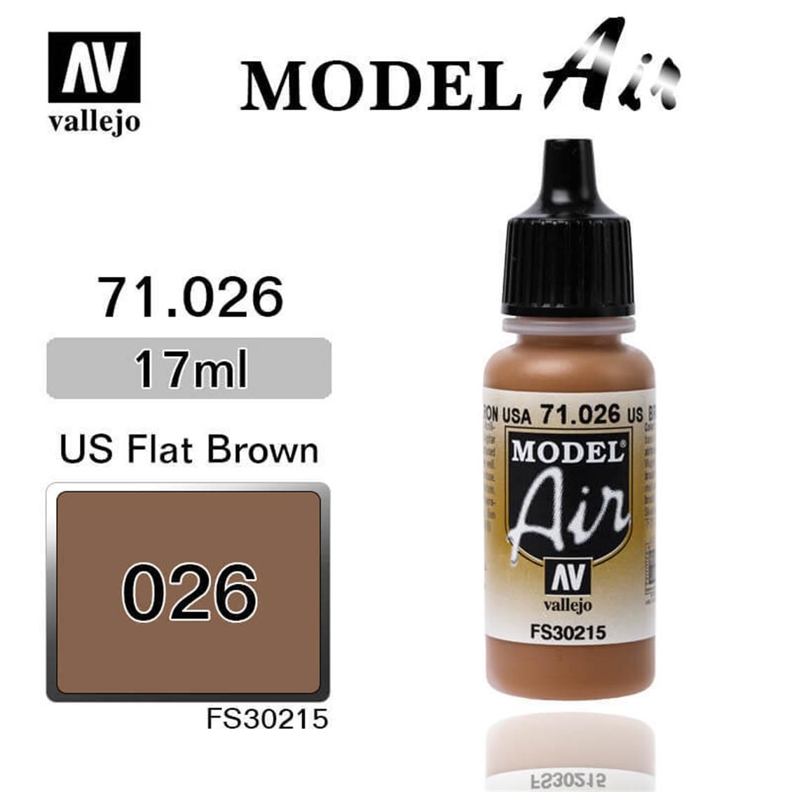 Vallejo 71026 17 ml. USA Flat Brown, Model Air Serisi Model Boyası