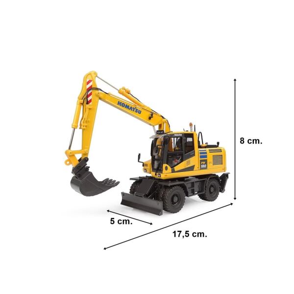 Universal Hobbies UH8162 1/50 Ölçek, Komatsu PW148-11 Lastik Tekerli Kovalı Ekskavatör, Sergilemeye Hazır Tarımsal Makine Model