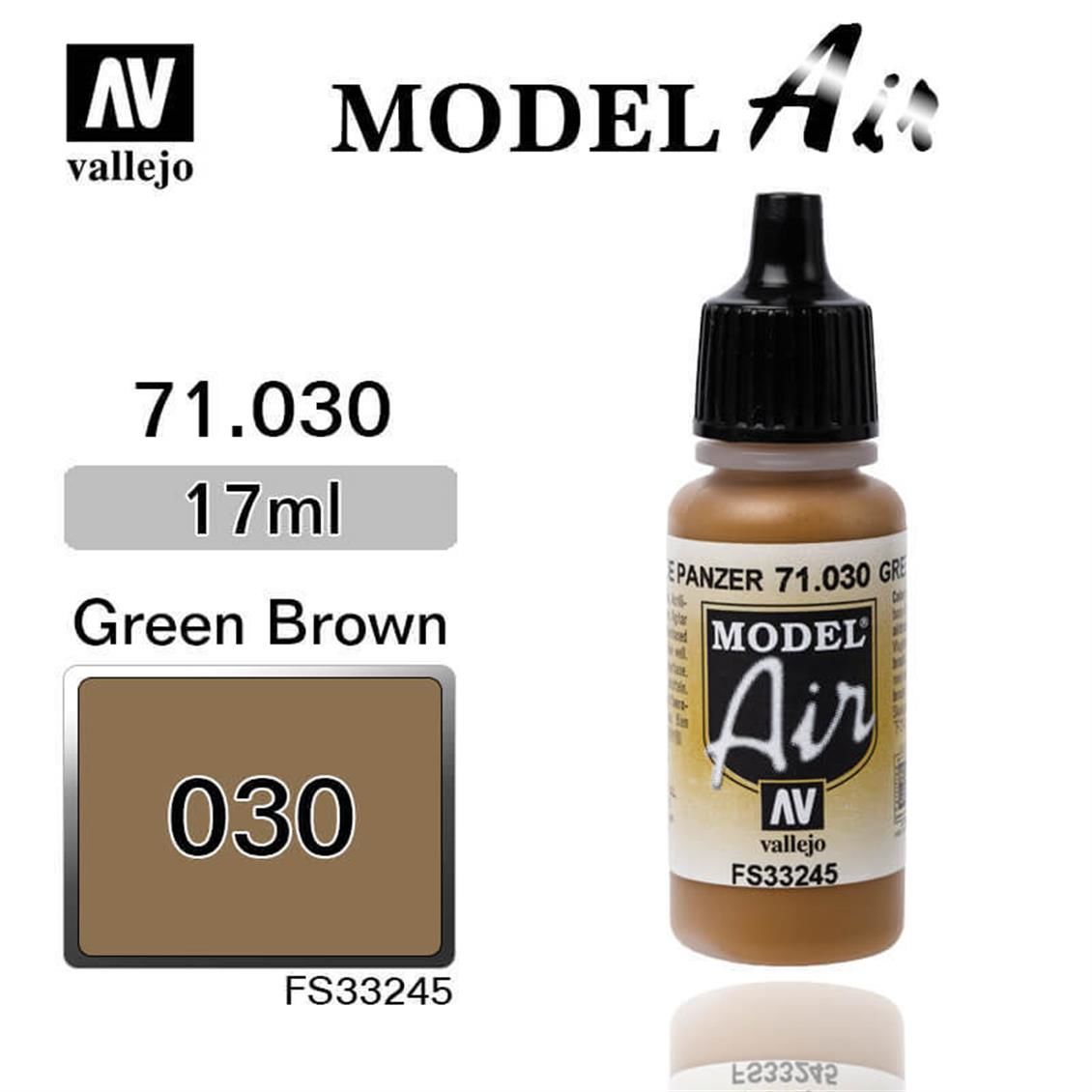 Vallejo 71030 17 ml. Brown Green, Model Air Serisi Model Boyası