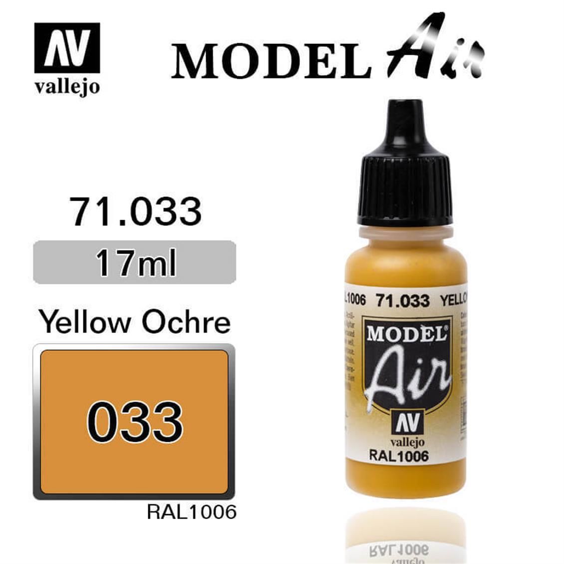 Vallejo 71033 17 ml. Yellow Ochre, Model Air Serisi Model Boyası