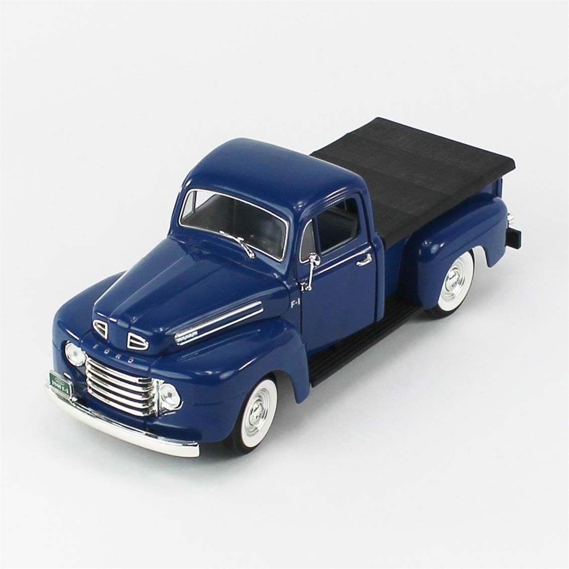 Road Signature 92218 1/18 Ölçek, 1948 Ford F-1 Pickup With Flatbed Cov, Blue, Sergilemeye Hazır Metal Araba Modeli