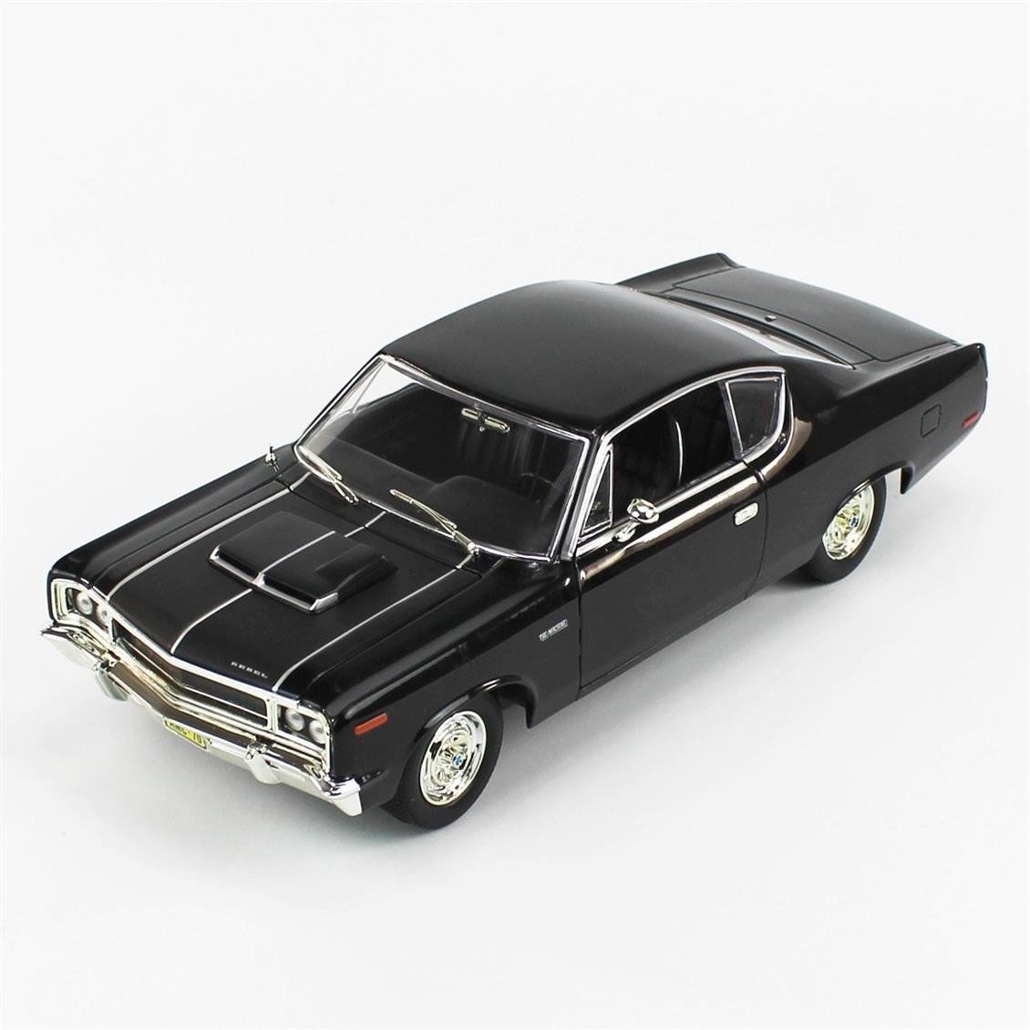 Road Signature 92778 1/18 Ölçek, 1970 AMC Rebel, Black, Sergilemeye Hazır Metal Araba Modeli