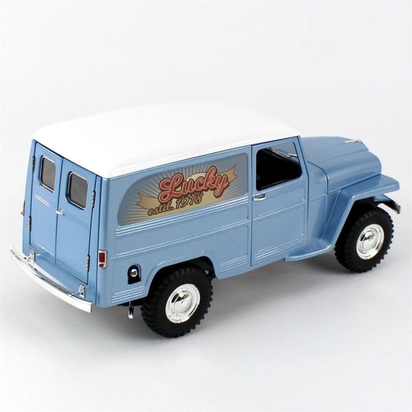 Road Signature 92858 1/18 Ölçek, 1955 Willys Jeep Station Wagon, Blue, Sergilemeye Hazır Metal Araba Modeli