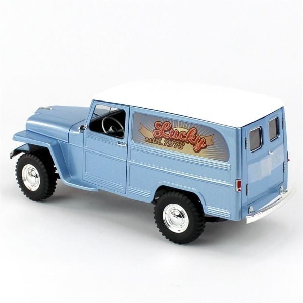 Road Signature 92858 1/18 Ölçek, 1955 Willys Jeep Station Wagon, Blue, Sergilemeye Hazır Metal Araba Modeli