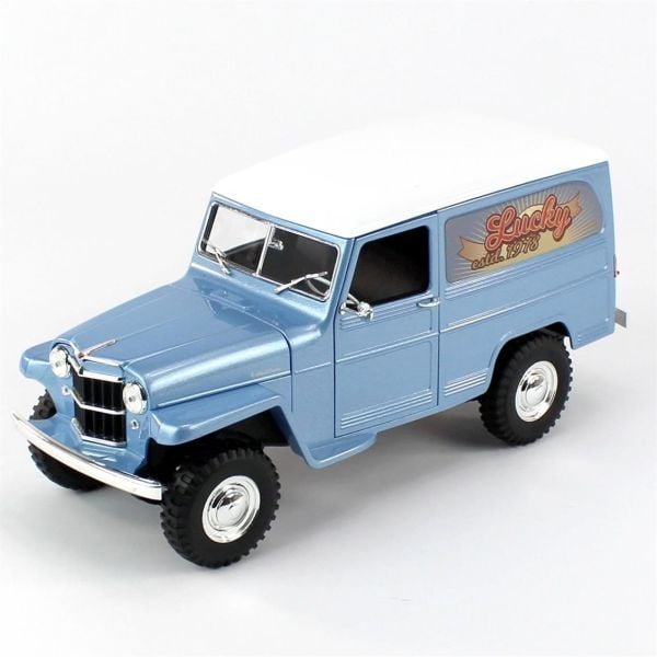 Road Signature 92858 1/18 Ölçek, 1955 Willys Jeep Station Wagon, Blue, Sergilemeye Hazır Metal Araba Modeli