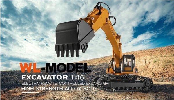 Wltoys 16800 1/16 Ölçek, Metal Şase,Metal Paletli,Duman Jeneratörlü 23 Kanal R/C Excavator