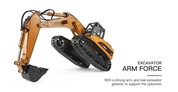 Wltoys 16800 1/16 Ölçek, Metal Şase,Metal Paletli,Duman Jeneratörlü 23 Kanal R/C Excavator