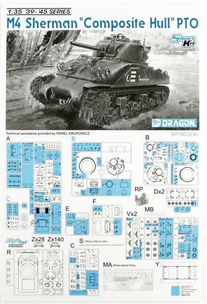 Dragon 6740 1/35 Ölçek, M4 Sherman Tankı ( Composite Hull PTO w/Magic Track ) Plastik Model Kiti