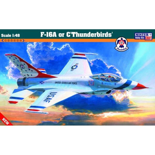 Mistercraft G035 1/48 Ölçek, F-16 A-C Thunderbirds Savaş Uçağı, Plastik Model kiti