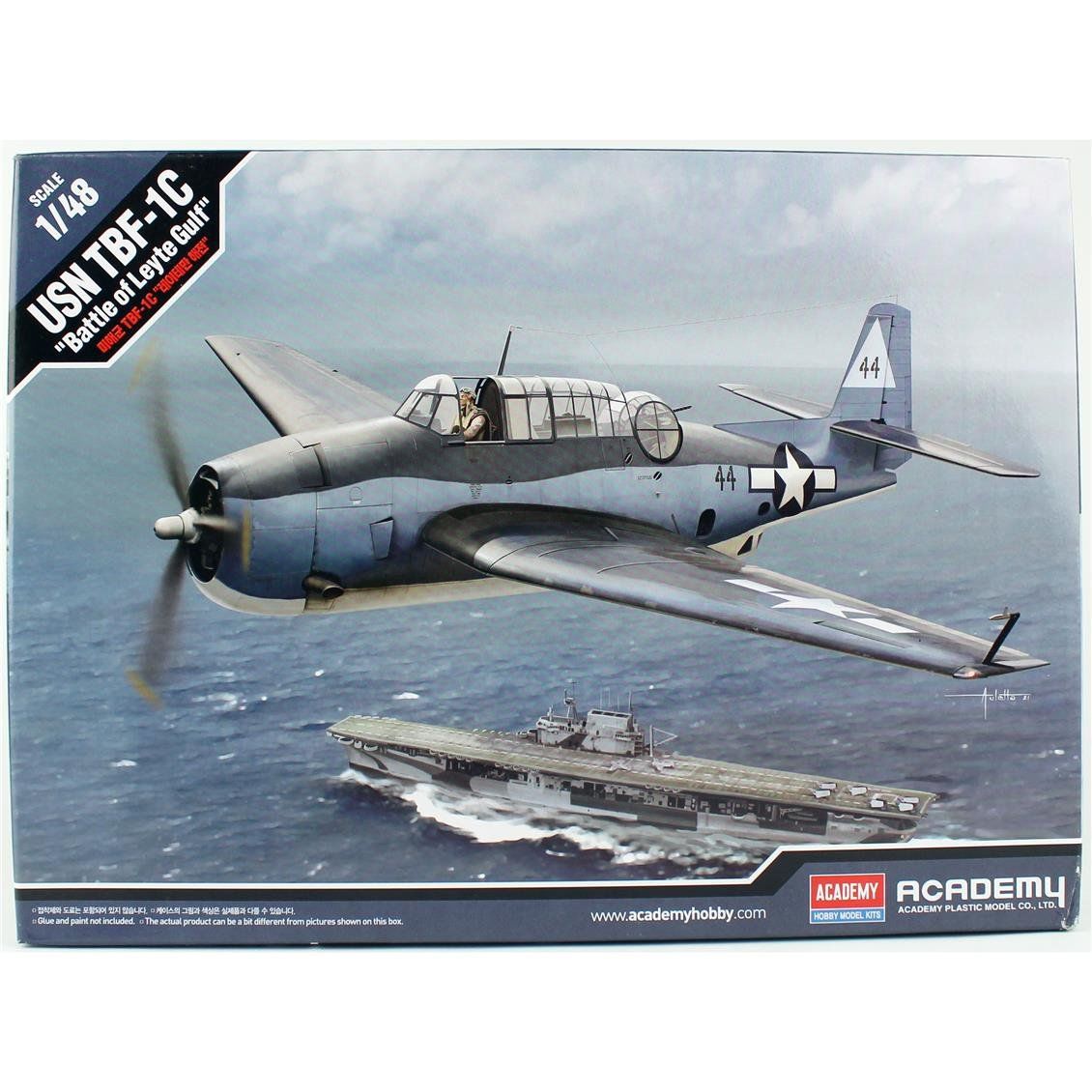 Academy 12340 1/48 Ölçek, USN TBF-1C (Battle of Leyte Gulf) Savaş Uçağı, Plastik Model kiti