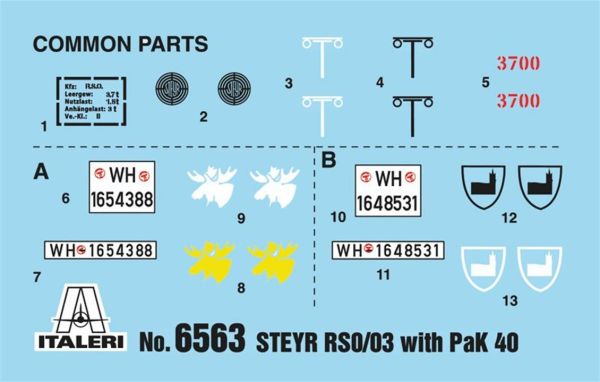 Italeri 6563S 1/35 Ölçek, RSO/03 PaK 40'lı Paletli Askeri Araç, Plastik Model kiti