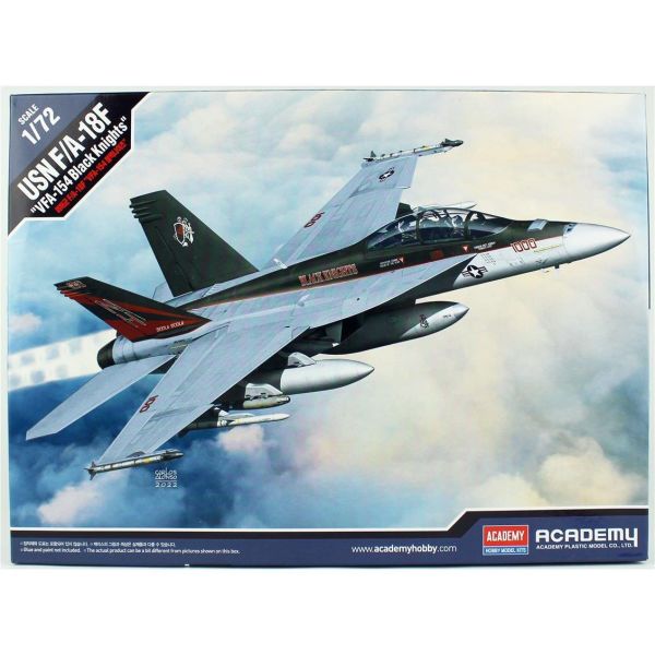 Academy 12577 1/72 Ölçek, USN F/A-18F (VFA-154 Black Knights) Savaş Uçağı, Plastik Model kiti