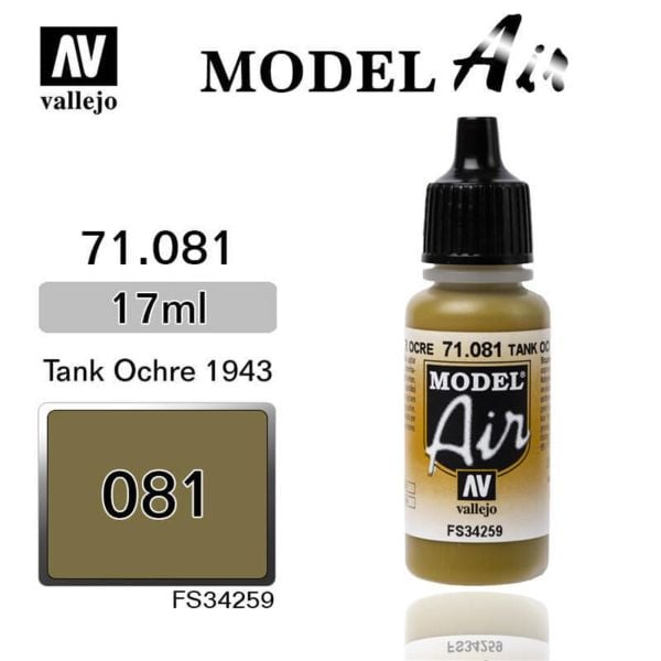 Vallejo 71081 17 ml. Ochre, Model Air Serisi Model Boyası