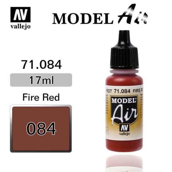 Vallejo 71084 17 ml. Fire Red, Model Air Serisi Model Boyası