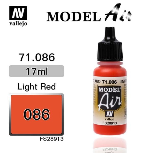 Vallejo 71086 17 ml. Light Red, Model Air Serisi Model Boyası