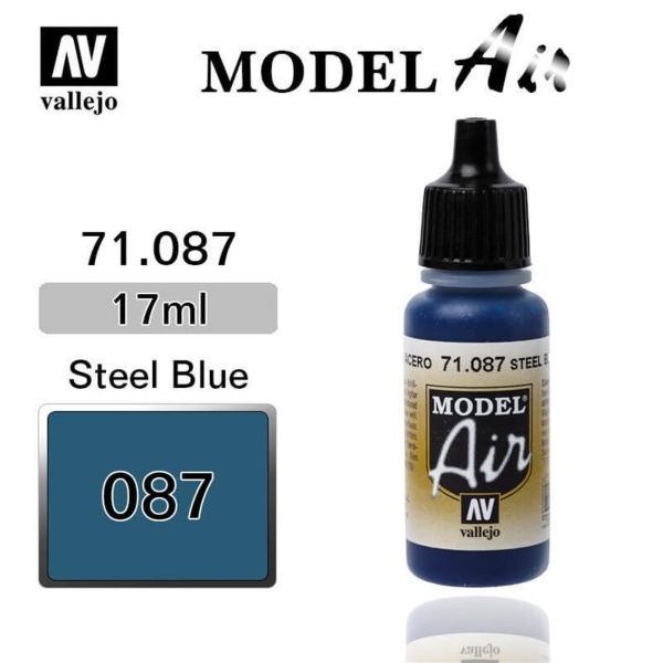 Vallejo 71087 17 ml. Steel Blue, Model Air Serisi Model Boyası