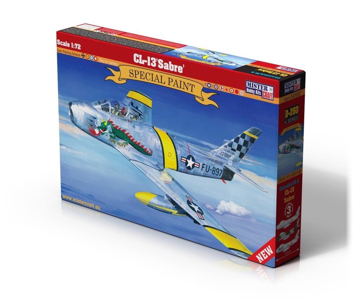 Mistercraft D260 1/72 Ölçek, CL-13/F-86F (Kılıç) Savaş Uçağı, Plastik Model kiti