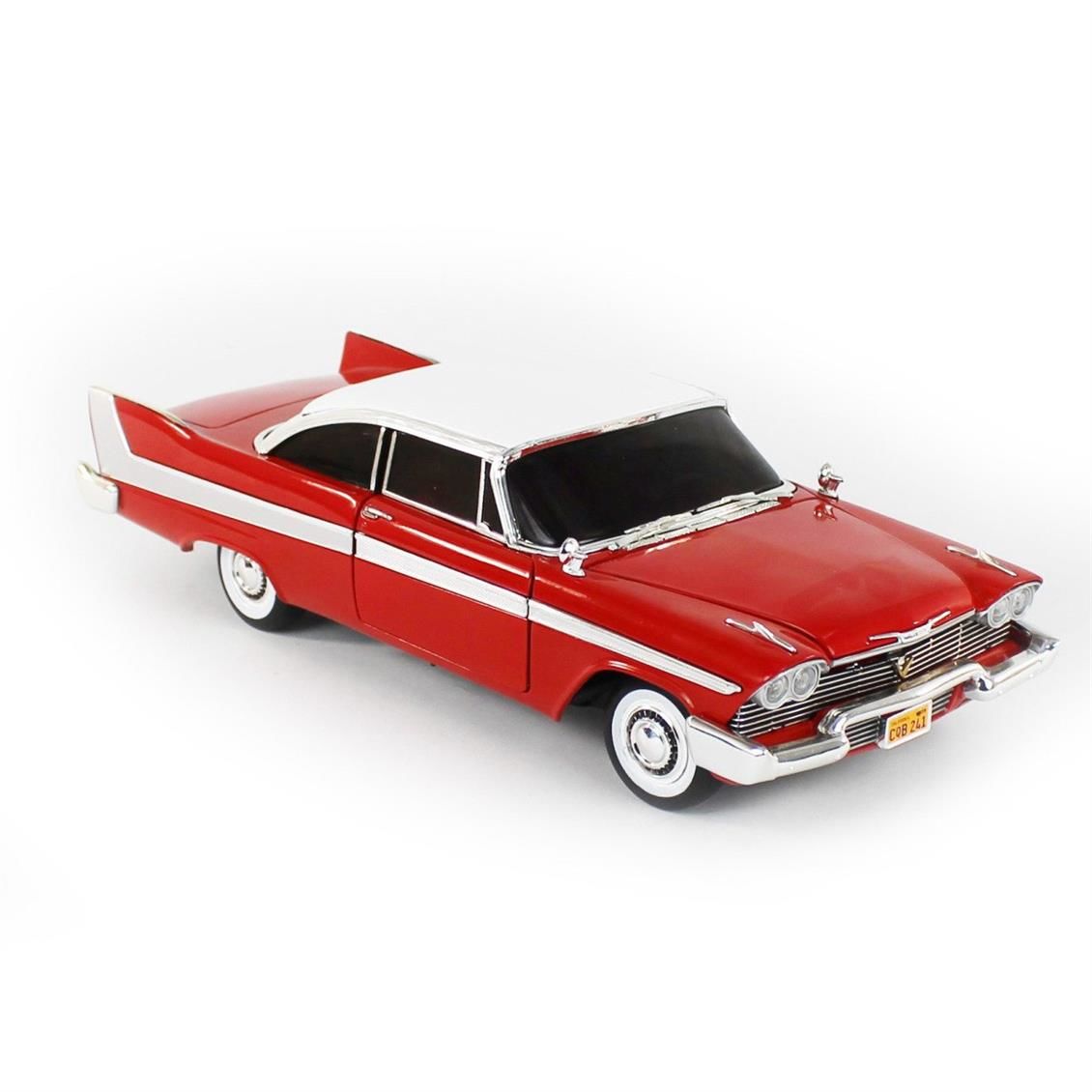 AutoWorld AWSS102 1/18 Ölçek, 1958 Plymouth Christine -Tinted Windows, Red, Sergilemeye Hazır Metal Araba Modeli