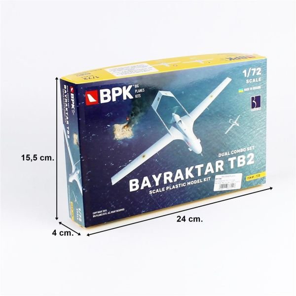 Big Planes Kits 7230 1/72 Ölçek, Bayraktar TB2 (İkili Set), Silahlı İnsansız Hava Aracı, Plastik Model kiti