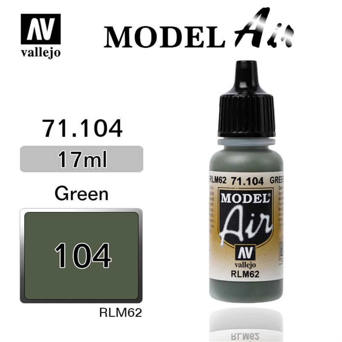 Vallejo 71104 17 ml. Green RLM62, Model Air Serisi Model Boyası