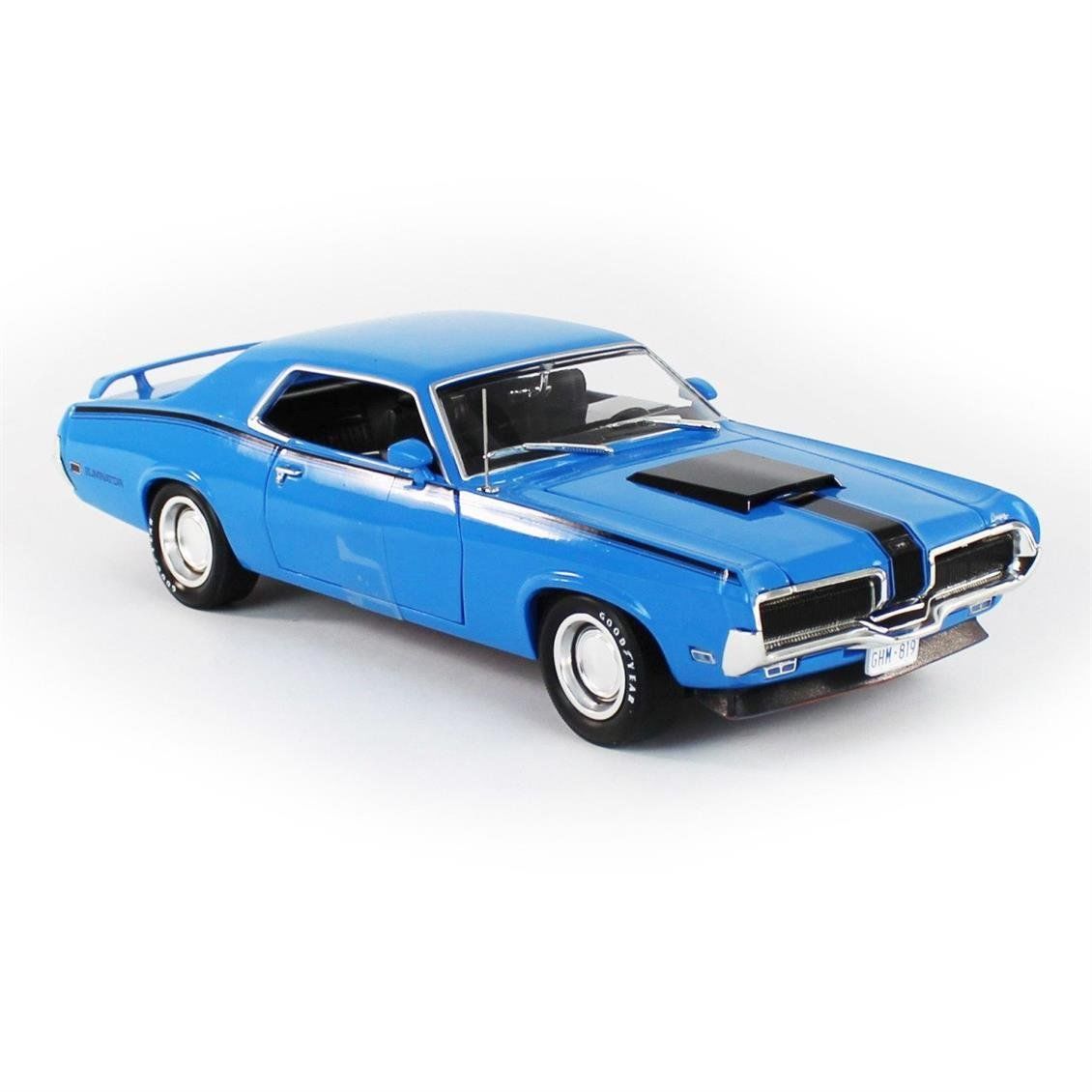 AutoWorld AMM1253 1/18 Ölçek, 1970 Mercury Cougar Hardtop (MCACN), Competition Blue, Sergilemeye Hazır Metal Araba Modeli