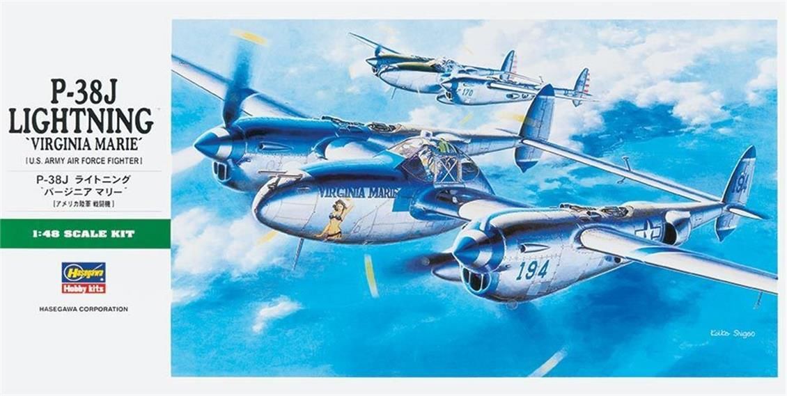 Hasegawa JT1 9101 1/48 Ölçek, P-38J Lightning, Savaş Uçağı, Plastik Model kiti