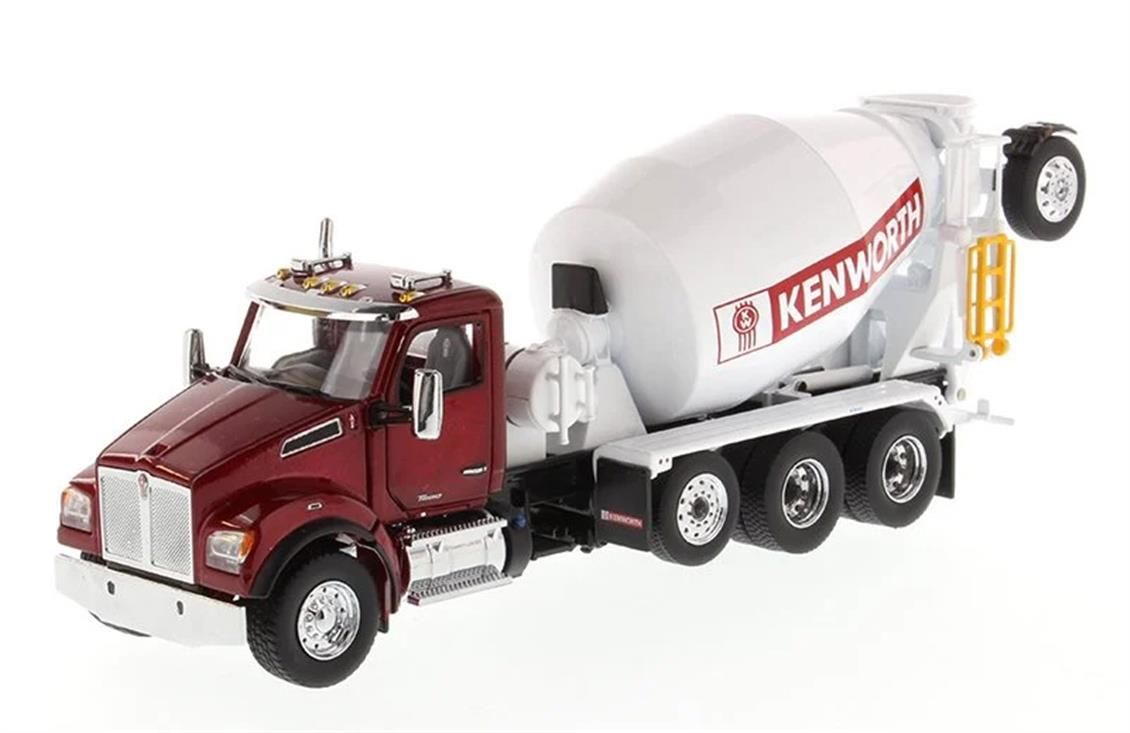 Diecast Masters 71062 1/50 Ölçek, Kenworth T880 SBFA 3 akslı Çimento Mikseri, Kırmızı, Sergilemeye Hazır Metal Model