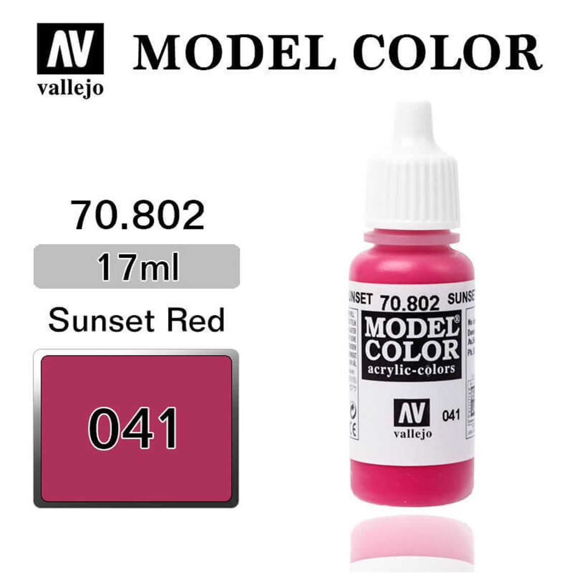 Vallejo 70802 17 ml. (41) Sunset Red-Matt, Model Color Serisi Model Boyası