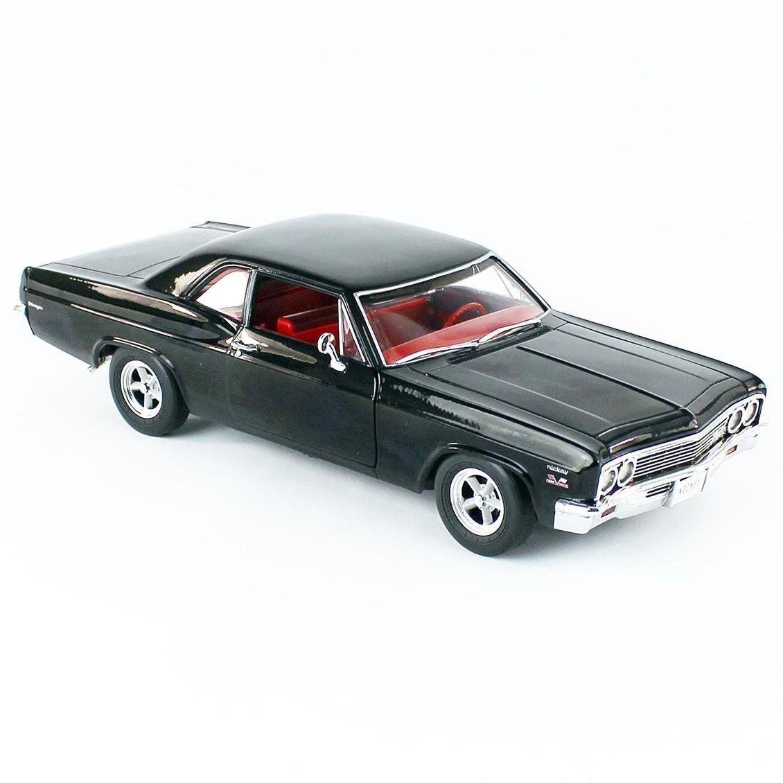 Autoworld AMM1259 1/18 Ölçek, 1966 Chevy Biscayne Nickey, Black, Sergilemeye Hazır Metal Araba Maketi