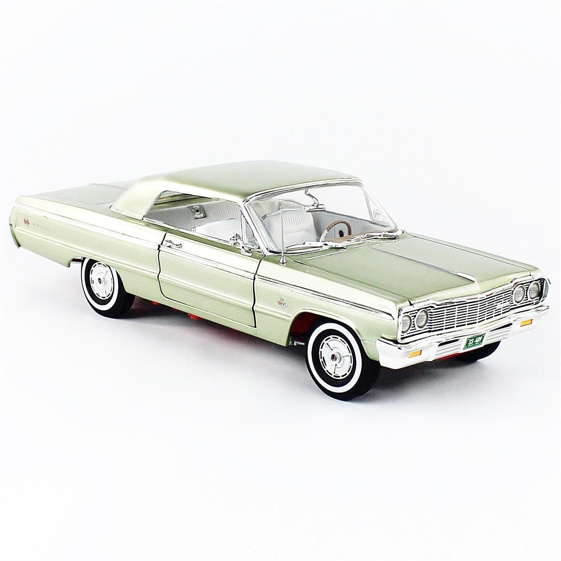 Autoworld AMM1264 1/18 Ölçek, 1964 Chevy Impala SS 409, Meadow Green, Sergilemeye Hazır Metal Araba Maketi