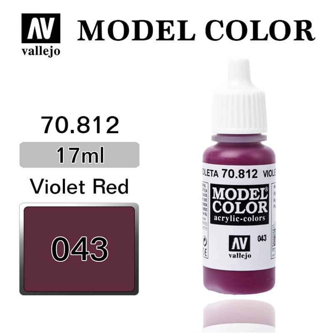 Vallejo 70812 17 ml. (43) Violet Red-Matt, Model Color Serisi Model Boyası