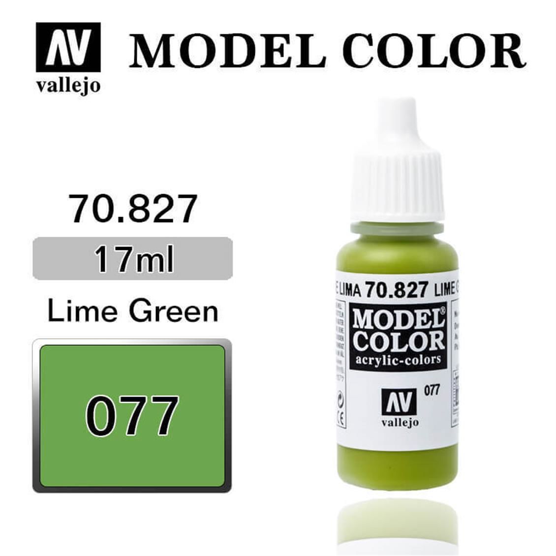 Vallejo 70827 17 ml. (77) Lime Green-Matt, Model Color Serisi Model Boyası