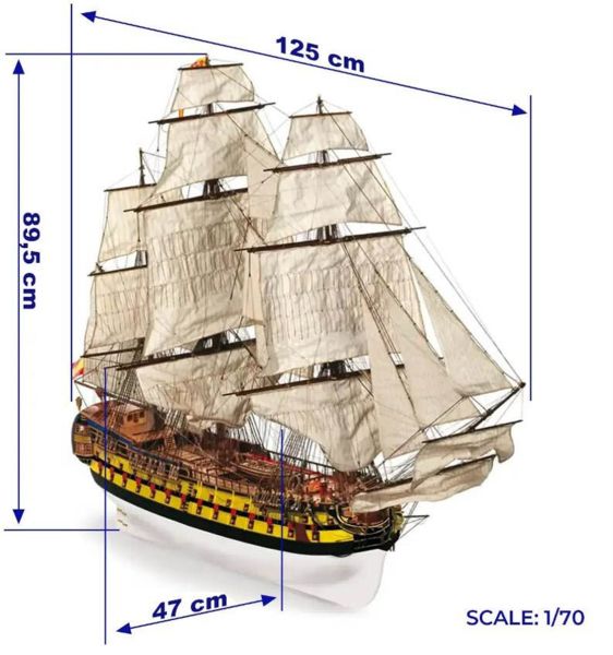 Occre 15004 1/70 Ölçek, San Ildefonso Yelkenli Tekne Ahşap Model Kiti