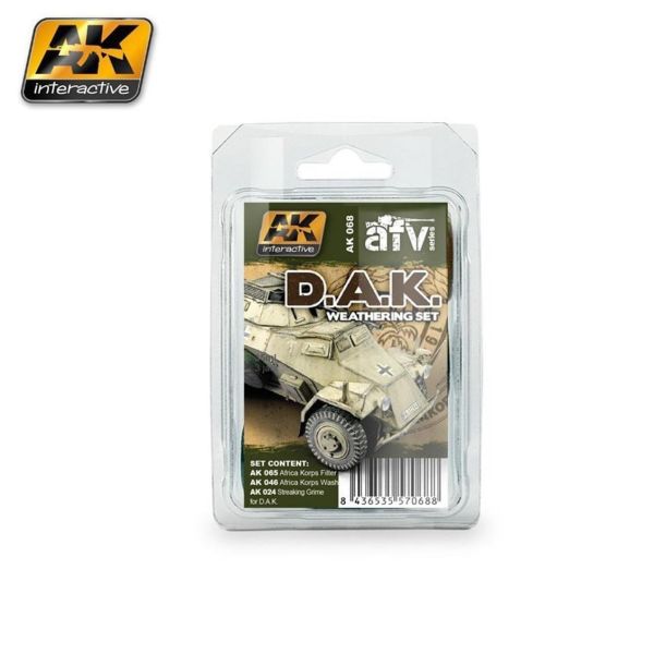 AK Interactive 068 3x35 ml. Afrika Korps Weathering, Enamel Model Boyası Seti