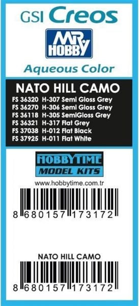 Hobbytime Gunze Nato Hıll 2 Camo Boya Seti-6 Adet 10 Ml.