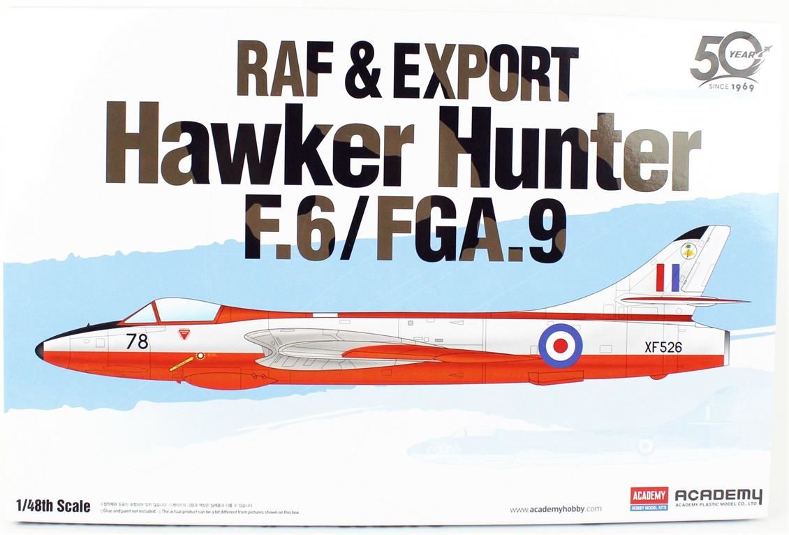 Academy 12312 1/48 Ölçek, RAF & Export Hawker Hunter F.6/FGA.9 Savaş Uçağı, Plastik Model kiti