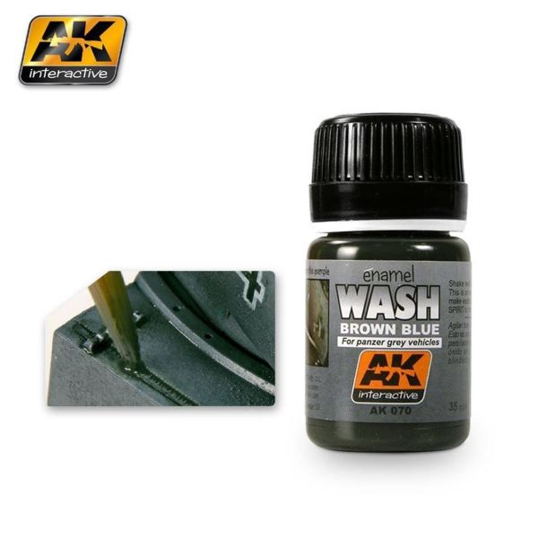 AK Interactive 070 35 ml. Panzer Grey Eskitme Efekti, Wash Serisi Enamel Model Boyası