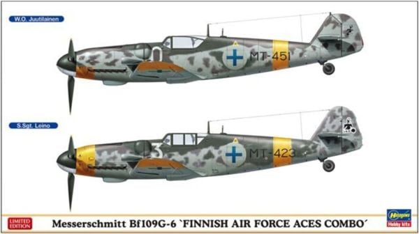 Hasegawa 2259 1/72 Ölçek, Messerschmitt Bf109G-6 (Finnish Air Force Aces Combo) (Two kits in the box), Savaş Uçağı Plastik Mode