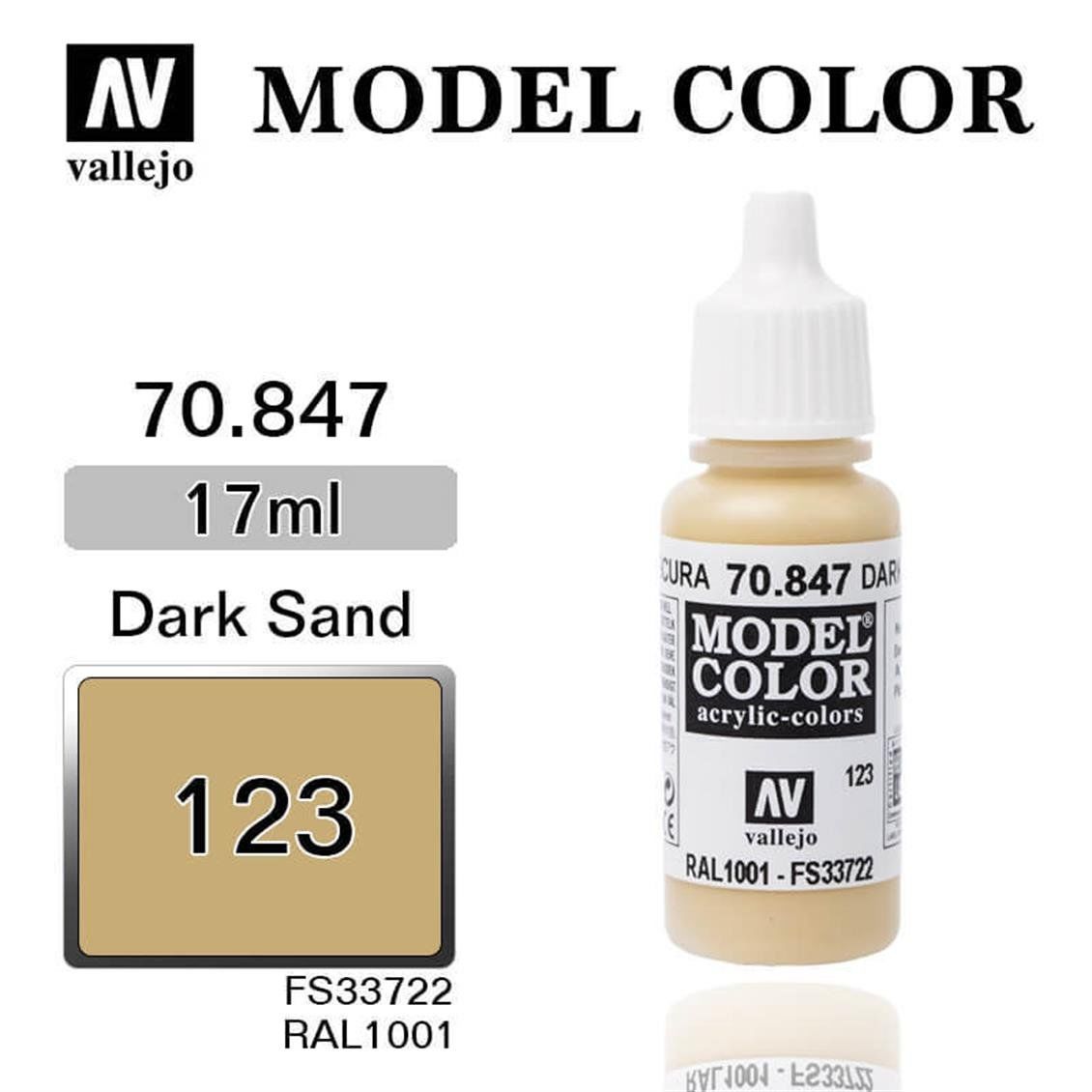 Vallejo 70847 17 ml. (123) Dark Sand-Matt, Model Color Serisi Model Boyası