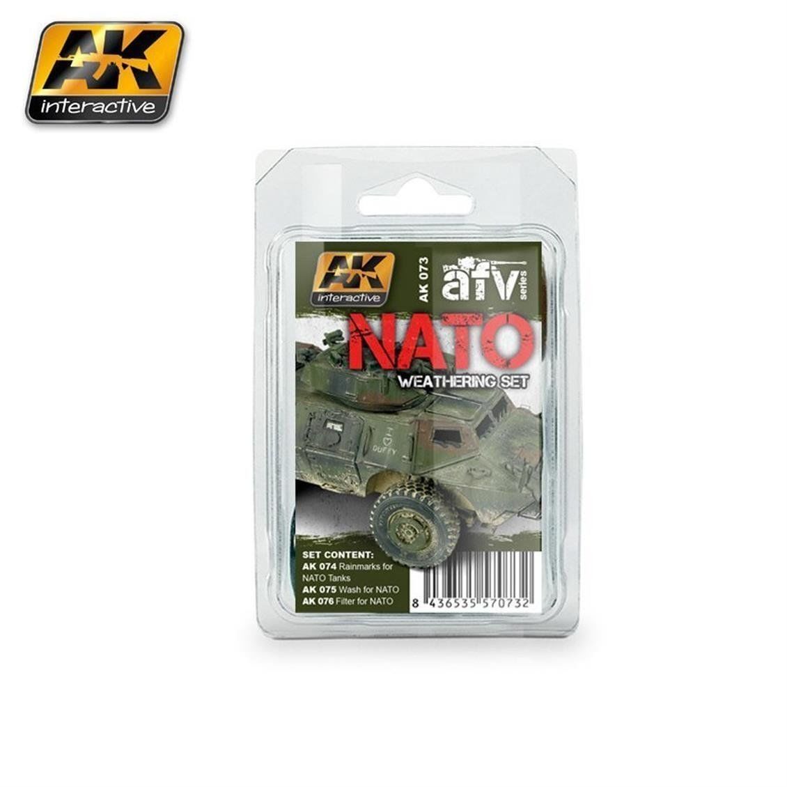 AK Interactive 072 3x35 ml. NATO Araçları Eskitme, Enamel Model Boyası Seti