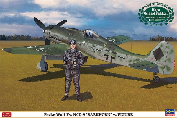 Hasegawa 8251 1/32 Ölçek, Focke-Wulf FW190D-9 Barkhorn ve Figürü, Savaş Uçağı (Limited Edition), Plastik Model kiti