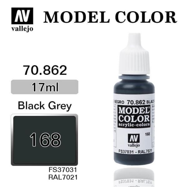 Vallejo 70862 17 ml. (168) Black Grey-Matt, Model Color Serisi Model Boyası