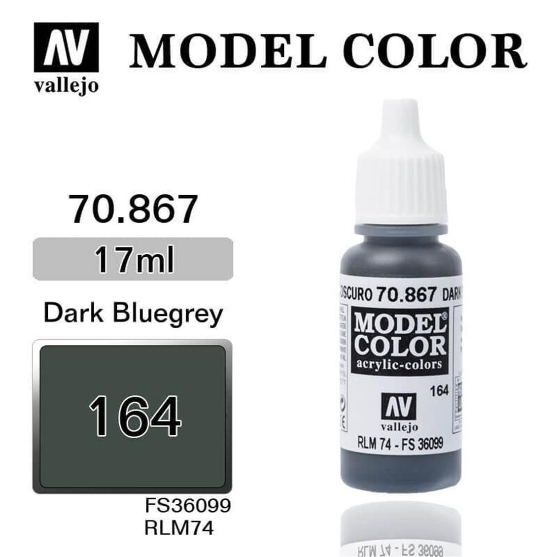 Vallejo 70867 17 ml. (164) Dark Bluegrey-Matt, Model Color Serisi Model Boyası