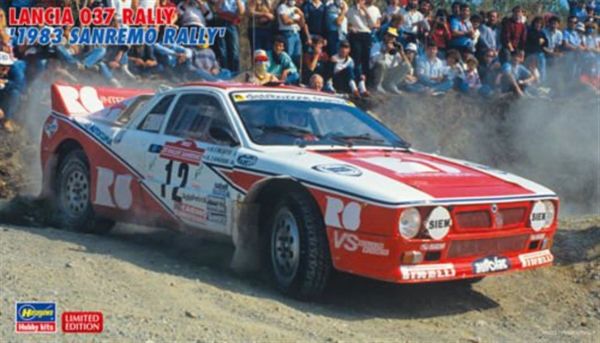 Hasegawa 20299 1/24 Ölçek, Lancia 037 1983 Sanremo Rallisi (Limited Edition), Yarış Aracı, Plastik Model kiti