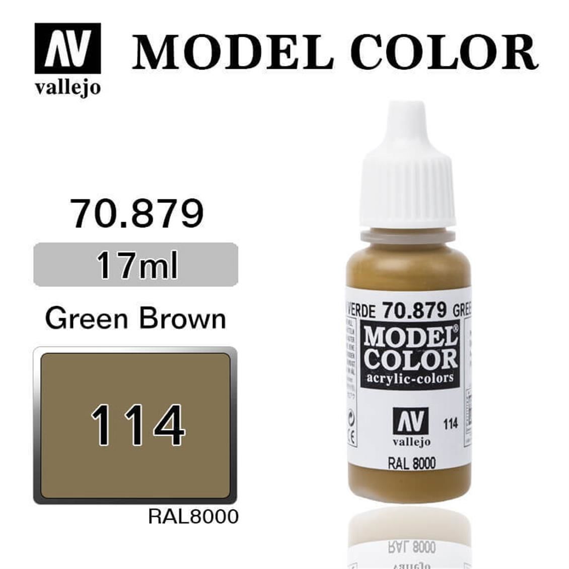 Vallejo 70879 17 ml. (114) Green Brown-Matt, Model Color Serisi Model Boyası