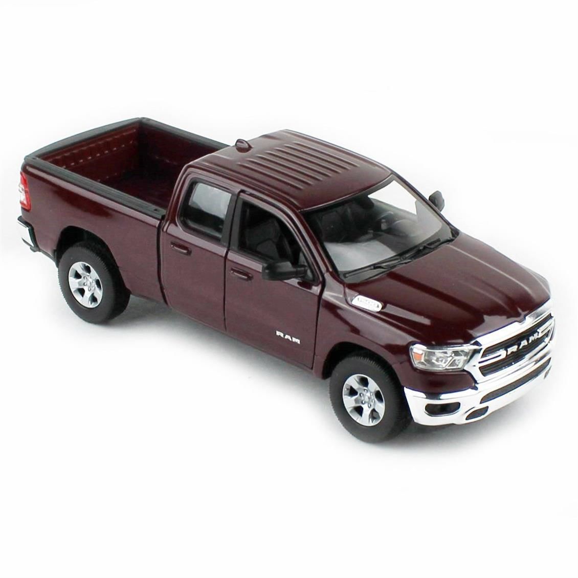 Welly 24104 1/24 Ölçek, 2019 Ram 1500, Koyu Kırmızı/Kahverengi, Sergilemeye Hazır Metal Araba Modeli